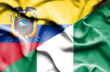 Waving flag of Nigeria and Ecuador