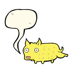 cartoon little dog cocking leg with speech bubble