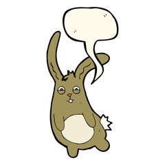 funny cartoon rabbit with speech bubble