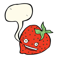 cartoon strawberry with speech bubble
