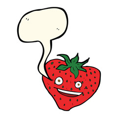 cartoon strawberry with speech bubble