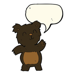 cartoon black bear with speech bubble