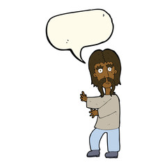 cartoon mustache man with speech bubble