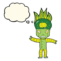 funny cartoon robot with speech bubble