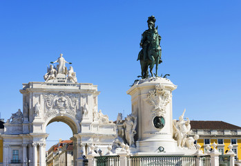 Obraz premium Statue of King Jose I of Portugal in the Commerce Square (Praca do Comercio), Portugal, Lisbon