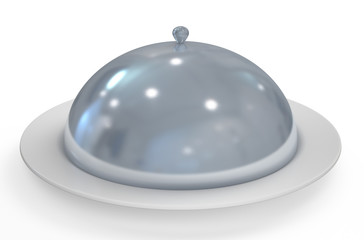 silver restaurant cloche with plate