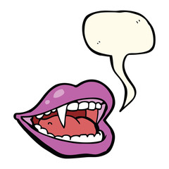 cartoon vampire mouth with speech bubble