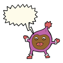 cartoon funny creature with speech bubble