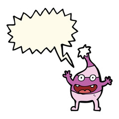 cartoon funny creature with speech bubble