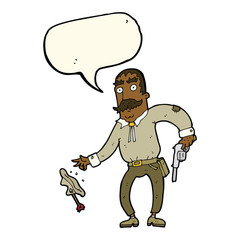 cartoon wild west cowboy with speech bubble