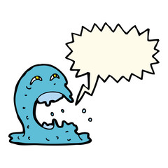 cartoon gross ghost with speech bubble