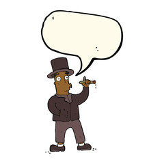 cartoon smoking gentleman with speech bubble