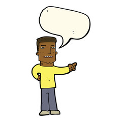 cartoon man pointing with speech bubble