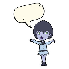 cartoon vampire girl with speech bubble