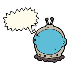 cartoon astronaut helmet with speech bubble