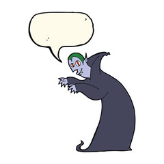 cartoon spooky vampire with speech bubble