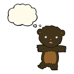 cartoon shocked black bear cub with speech bubble