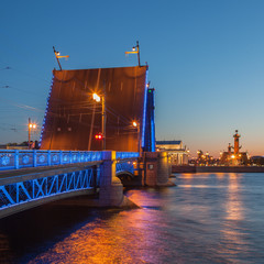 Naklejka na ściany i meble White Nights in St. Petersburg, opened the Palace bridge
