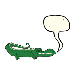 cartoon crocodile with speech bubble