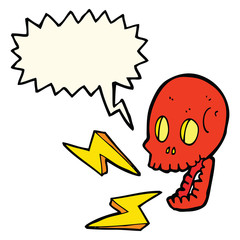 cartoon crazy skull with speech bubble