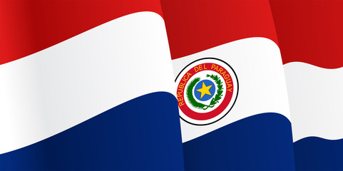 Background with waving Paraguayan Flag. Vector