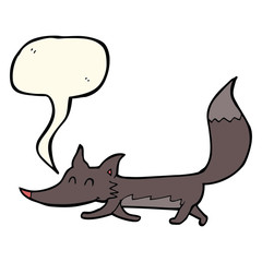 cartoon little wolf with speech bubble