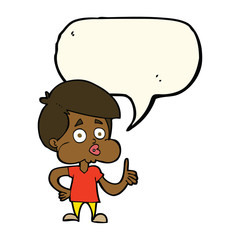 cartoon boy giving thumbs up with speech bubble