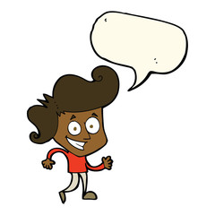 cartoon grinning man with speech bubble