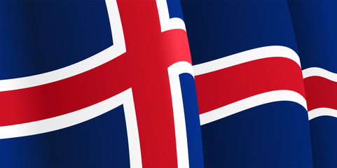 Fototapeta premium Background with waving Icelandic Flag. Vector