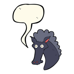 cartoon horse head with speech bubble
