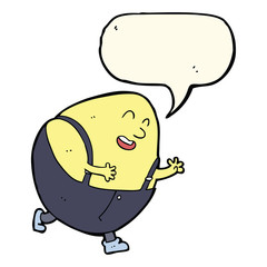 cartoon humpty dumpty egg character with speech bubble