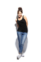 High fashion look.glamor stylish beautiful young woman model in