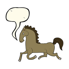 cartoon running horse with speech bubble
