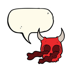 cartoon halloween skull with speech bubble