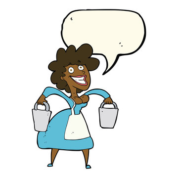 recommend clip art: cartoon milkmaid carrying buckets with speech bubble