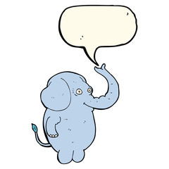 cartoon funny elephant with speech bubble