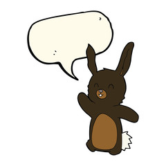 cartoon happy rabbit with speech bubble