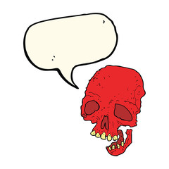 cartoon spooky skull with speech bubble
