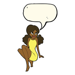 cartoon attractive woman posing with speech bubble