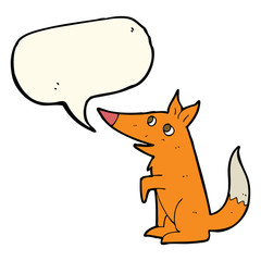 cartoon fox cub with speech bubble