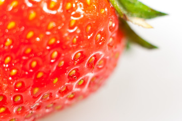 Strawberry closeup on white background