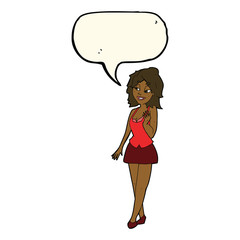 cartoon attractive office woman with speech bubble