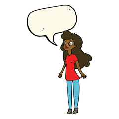 cartoon pretty girl with speech bubble