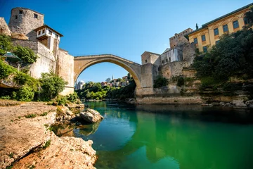 Photo sur Plexiglas Stari Most Vue sur la ville de Mostar