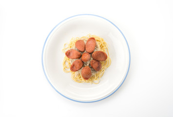 spaghetti cream sauce with sausage