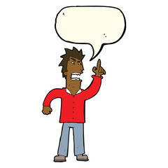 cartoon angry man making point with speech bubble