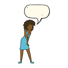 cartoon woman laughing with speech bubble