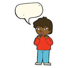 cartoon worried person with speech bubble