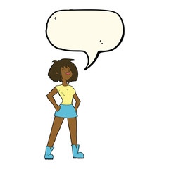 cartoon capable woman with speech bubble