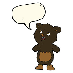 cartoon black bear with speech bubble